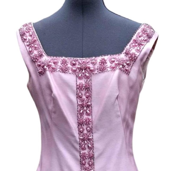 Vintage 60s Mod pink beaded silk cocktail dress - Picture 5 of 5